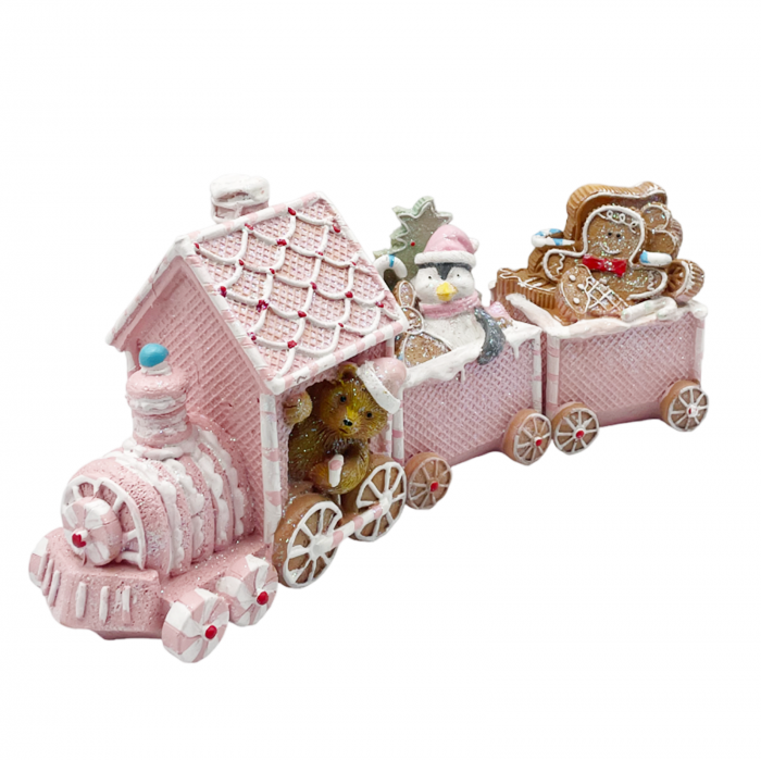 Trenulet cu turta dulce CANDYLAND, Roz pastel, 33cm [2]