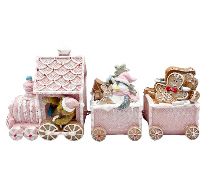 Trenulet cu turta dulce CANDYLAND, Roz pastel, 33cm [1]