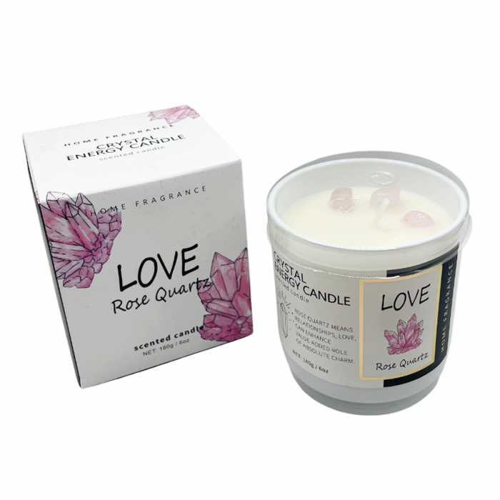 Lumanare parfumata ROSE QUARTZ cu minerale, 180g [2]