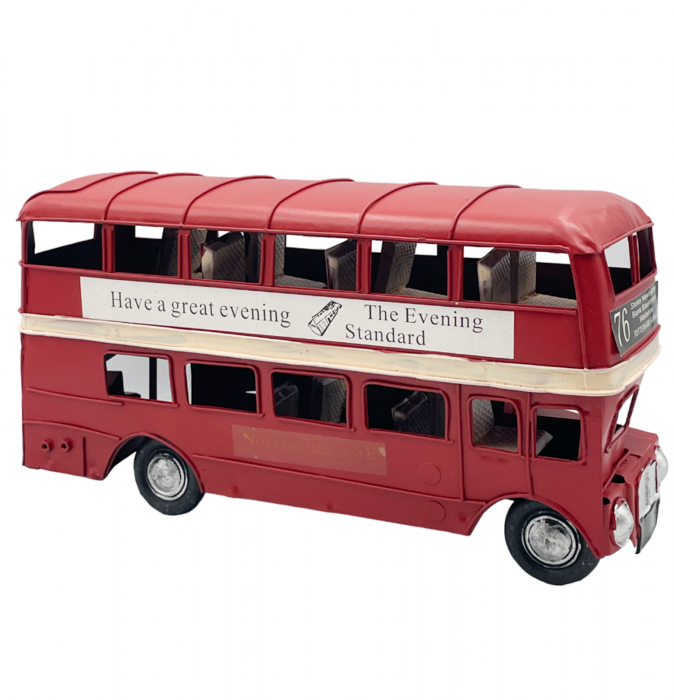 Masina retro LONDON BUS, Rosu, 26cm, Metal [2]
