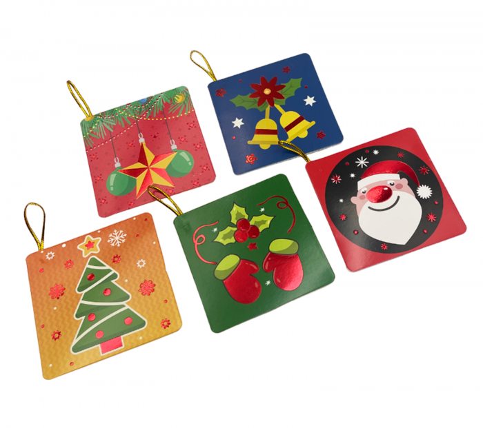 Minifelicitare Craciun Greetings 7x7cm, Set 5 bucati [1]