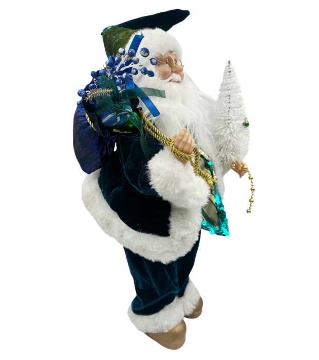 Figurina Mos Craciun NOEL cu sac de cadouri, Verde paun, 90cm [2]