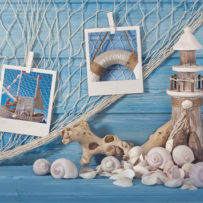 Navod Decorativ cu Scoici NAUTICAL, Albastru, 150x200 cm [3]
