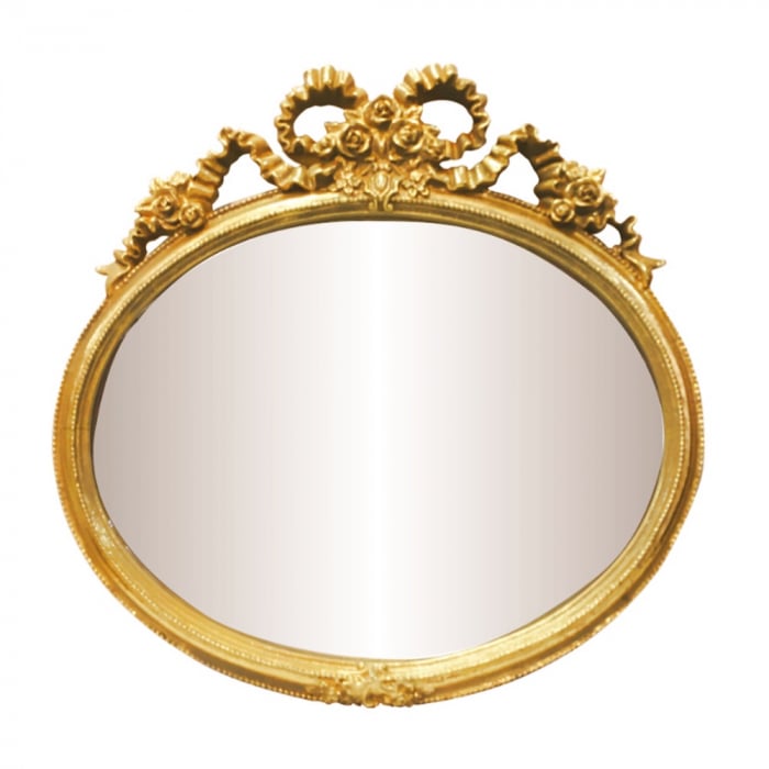 Oglinda ovala Magic Mirror 29x28cm, Auriu, Vintage [1]