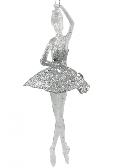 Ornament brad Craciun Balerina MYRA, Argintiu, 17cm [1]