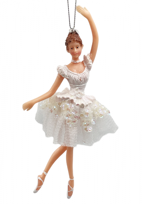 Ornament brad Craciun Balerina MYRA, Alb, 17cm [1]