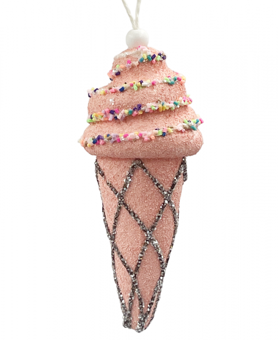 Ornament brad Craciun Con inghetata SWEETY, Roz, 16cm [1]