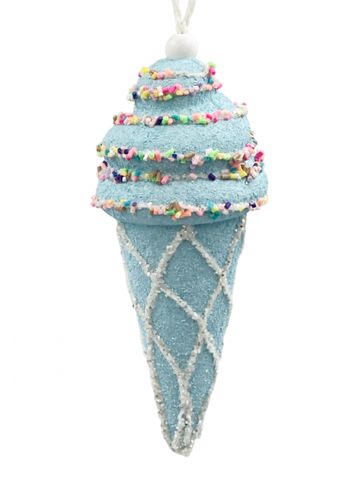 Ornament brad Craciun Cornet inghetata SWEETY, Bleu, 16cm [1]