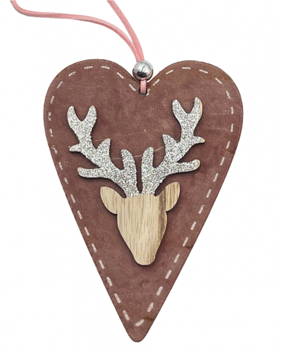 Ornament brad Craciun COUNTRY, Roz, 12cm [2]
