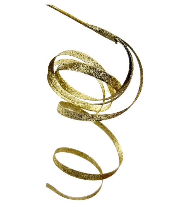 Ramură decorativă spiralată cu sclipici CURLY, Auriu, 30cm [2]