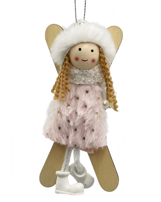 Ornament brad Craciun HOLLY, Roz, 13cm [1]