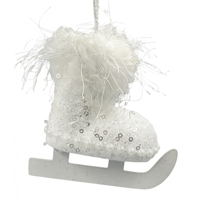Ornament brad Craciun Patina BEAUTY, Alb, 9cm [1]