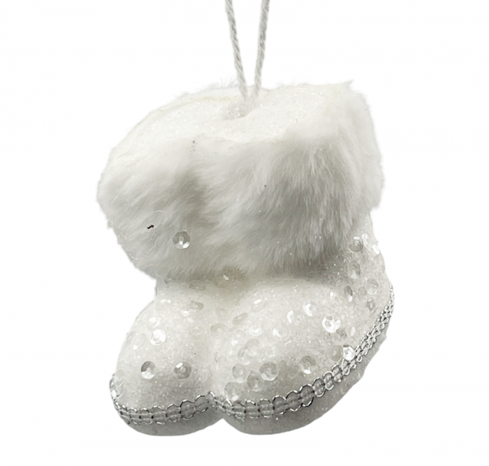 Ornament brad Craciun Ghetute BEAUTY, Alb, 7cm [2]