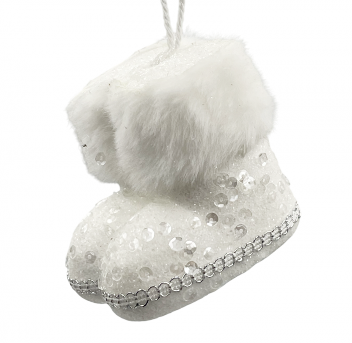 Ornament brad Craciun Ghetute BEAUTY, Alb, 7cm [1]