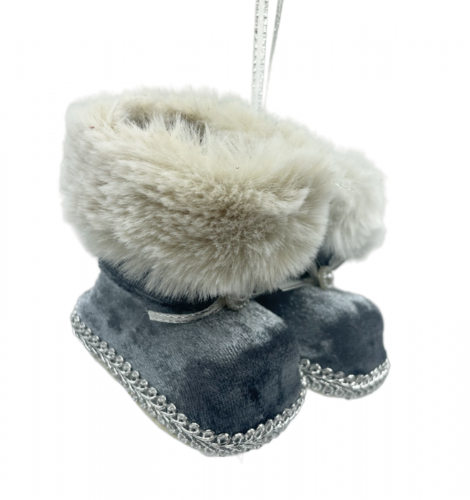 Ornament brad Craciun Ghetute VELVET, Gri argintiu, 9cm [1]