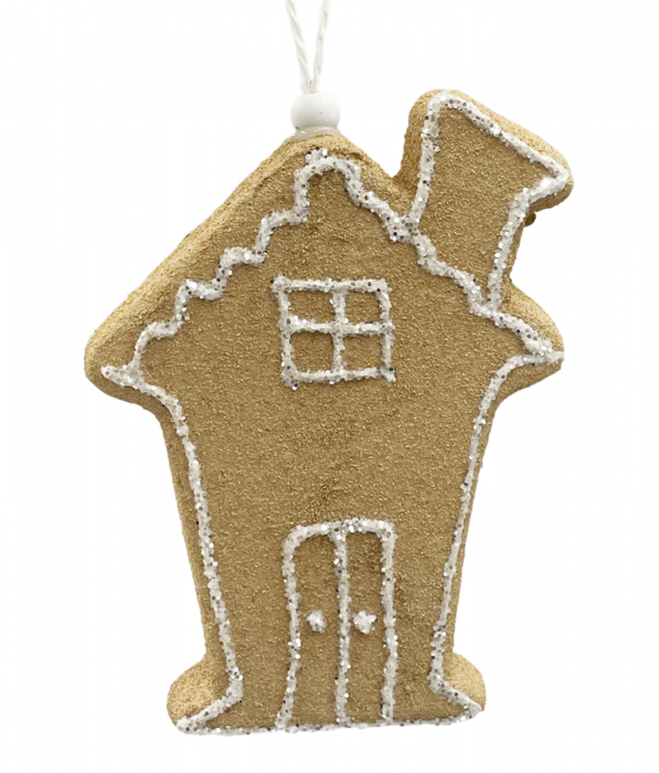 Ornament brad Craciun Casuta GINGERBREAD, Maro, 15cm [1]