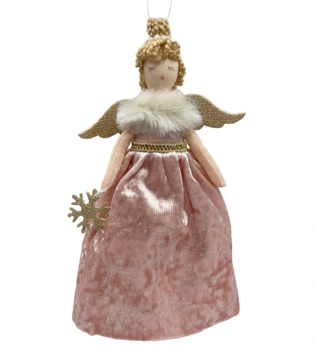 Ornament brad Craciun Zana ZORA 20cm, Roz pudra [2]