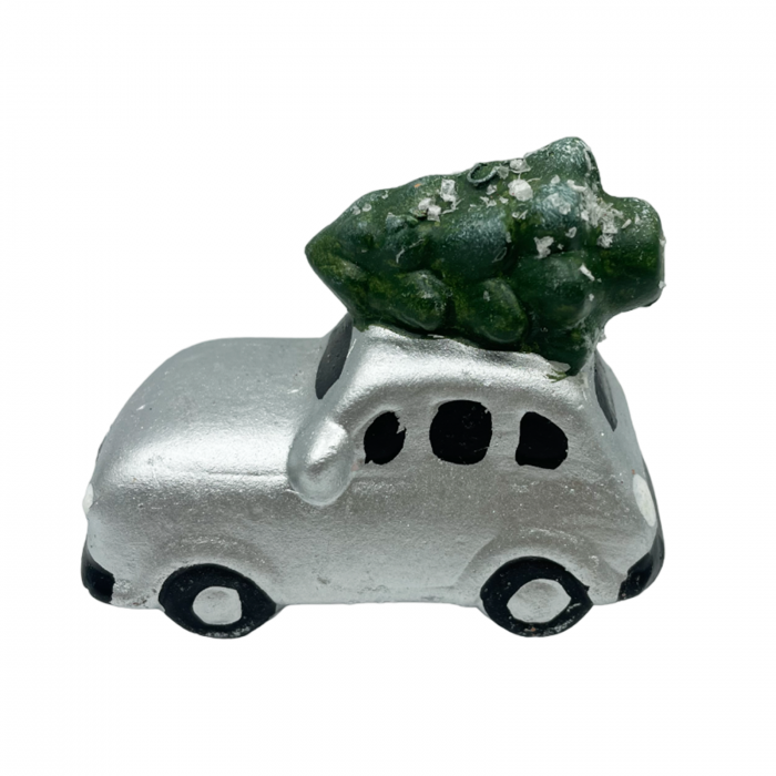 Ornament Craciun Masina cu bradut JOY, Argintiu, 8cm [3]