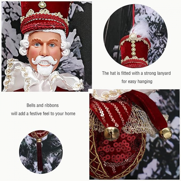 Ornament brad Craciun KING DOLL, Burgundy, 22cm [2]