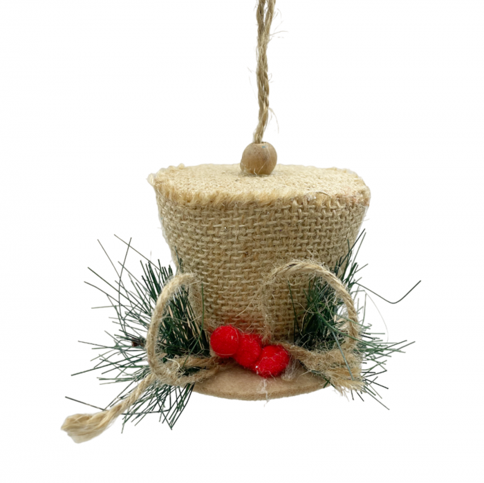 Ornament brad Craciun Palarie COUNTRY, 8cm [2]