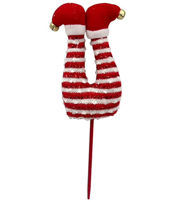 Ornament brad Craciun SANTA'S LEGS, Rosu cu paiete, 10x16cm [1]