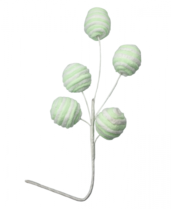 Ornament brad Craciun STRIPE BALLS, Verde, 40cm [1]