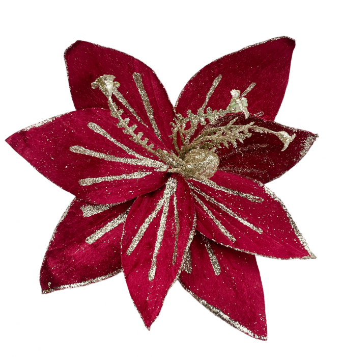 Ornament brad Craciunita ASTRID, Burgundy, 25cm [2]