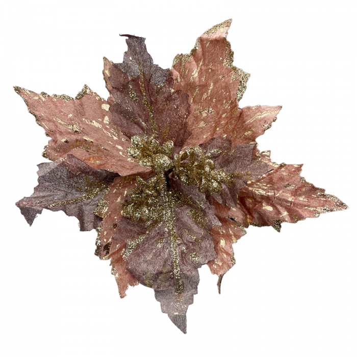Ornament brad Craciunita BEAUTY, Roz prafuit/ Mov, 27cm [3]