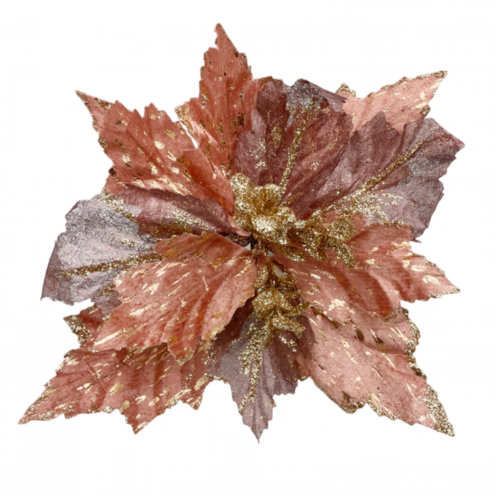 Ornament brad Craciunita BEAUTY, Roz prafuit/ Mov, 27cm [2]