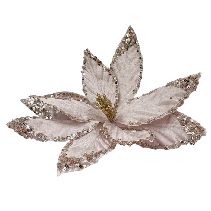 Ornament brad Craciunita ROYAL, Roz pudra, 30cm [3]