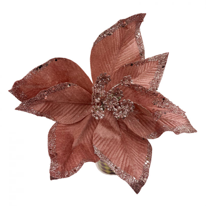 Ornament brad Craciunita VELVET, Roz prafuit, 26cm [2]
