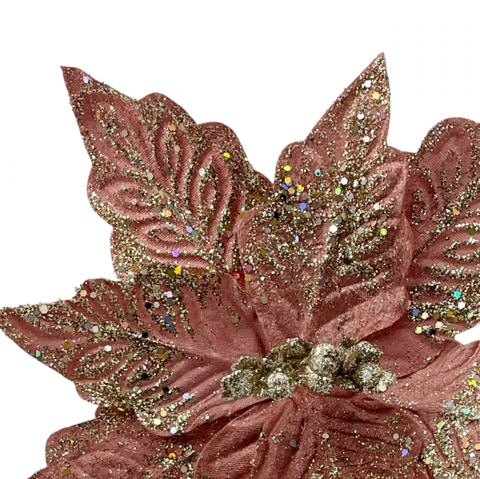 Ornament brad Craciunita DUSKY, Roz prafuit, 26cm [2]