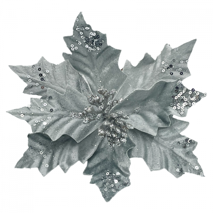 Ornament brad Craciunita JOY, Gri argintiu, 23cm [2]