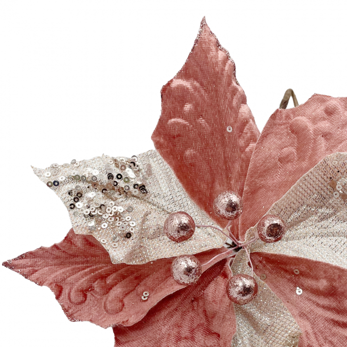 Ornament brad Craciunita LARA, Roz prafuit Sampanie, 21cm [2]