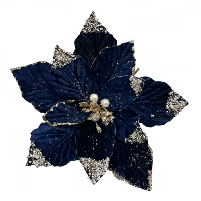 Ornament brad Craciunita PEARL, Albastru inchis, 23cm [1]