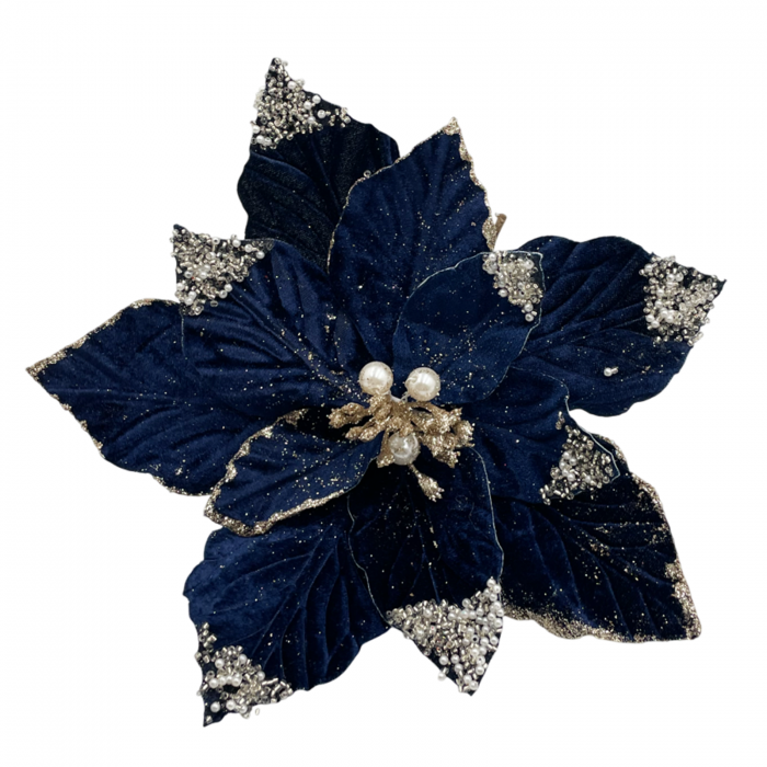 Ornament brad Craciunita PEARL, Albastru inchis, 23cm [2]