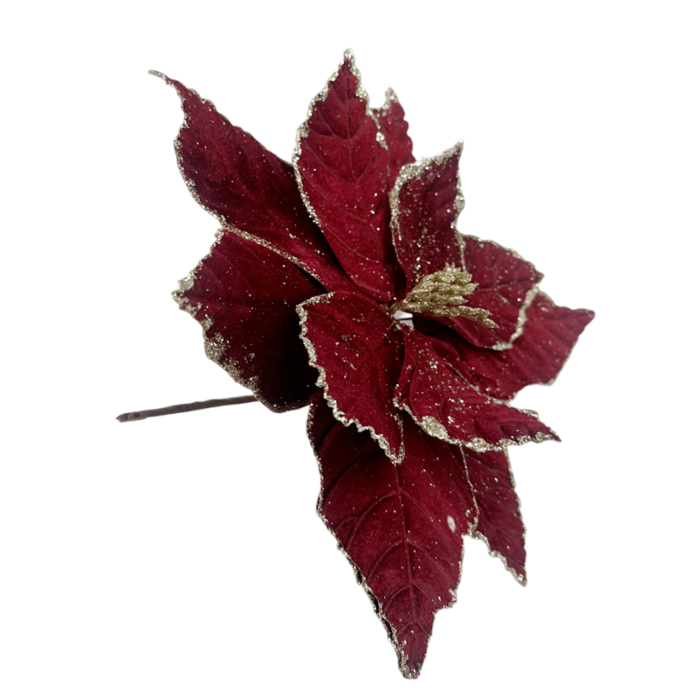 Ornament brad Craciunita PEARL, Burgundy, 23cm [3]