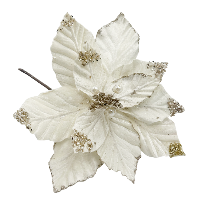 Ornament brad Craciunita PEARL, Ivoire, 23cm [1]