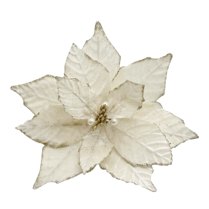 Ornament brad Craciunita PEARL, Ivoire, 25cm [1]