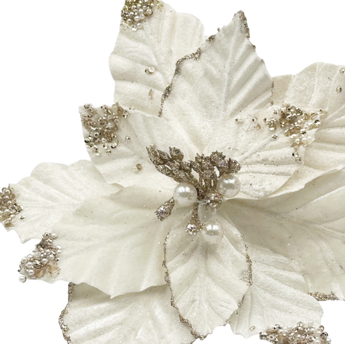 Ornament brad Craciunita PEARL, Ivoire, 25cm [3]