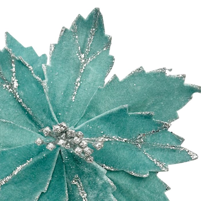 Ornament brad Craciunita VELVET, Bleu menta, 27cm [2]