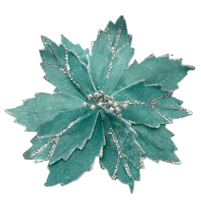 Ornament brad Craciunita VELVET, Bleu menta, 27cm [1]