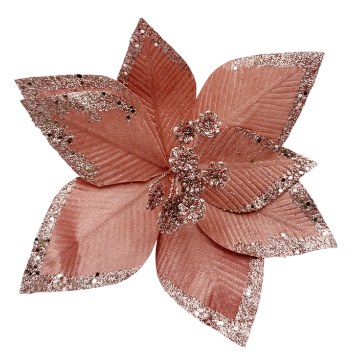 Ornament brad Craciunita VELVET, Roz inchis, 26cm [1]