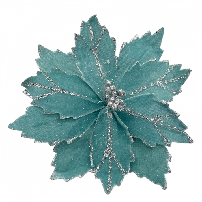 Ornament brad Craciunita VELVET, Bleu menta, 27cm [1]