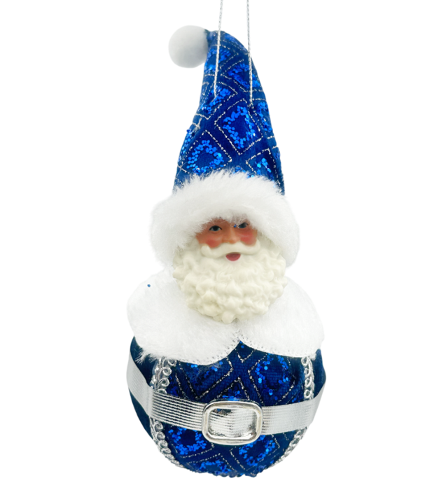 Ornament brad Mos Craciun pe glob JOY, Albastru, 14cm [1]