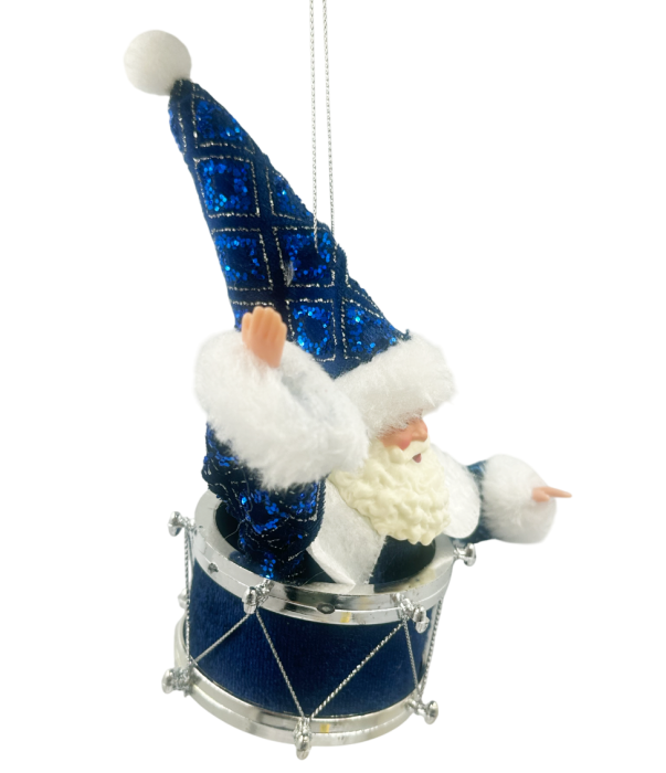 Ornament brad Mos Craciun pe toba JOY, Albastru, 7x10cm [2]