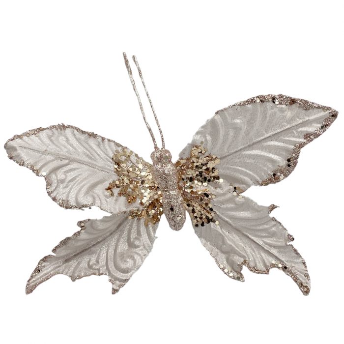 Ornament brad Fluture BEAUTY, Sampanie roz, 27cm [1]
