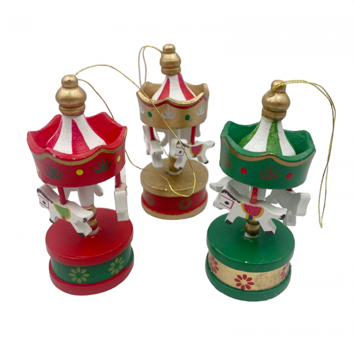 Set 3 Ornamente brad Craciun Carusel JOY, 7cm [2]