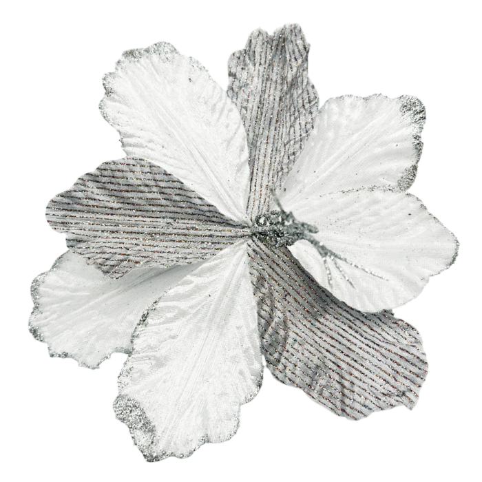 Ornament brad Magnolie ALEGRIA, Alb/ Argintiu, 25cm [1]