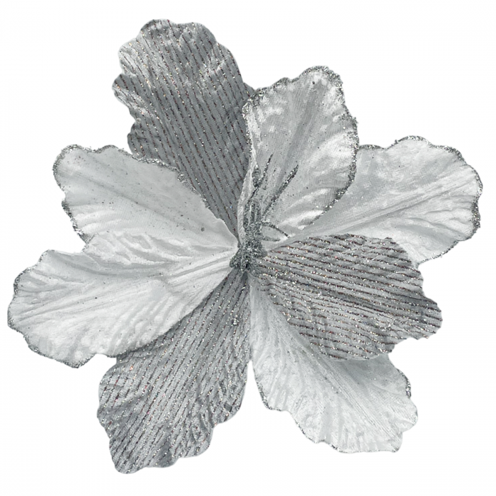 Ornament brad Magnolie ALEGRIA, Alb/ Argintiu, 25cm [3]